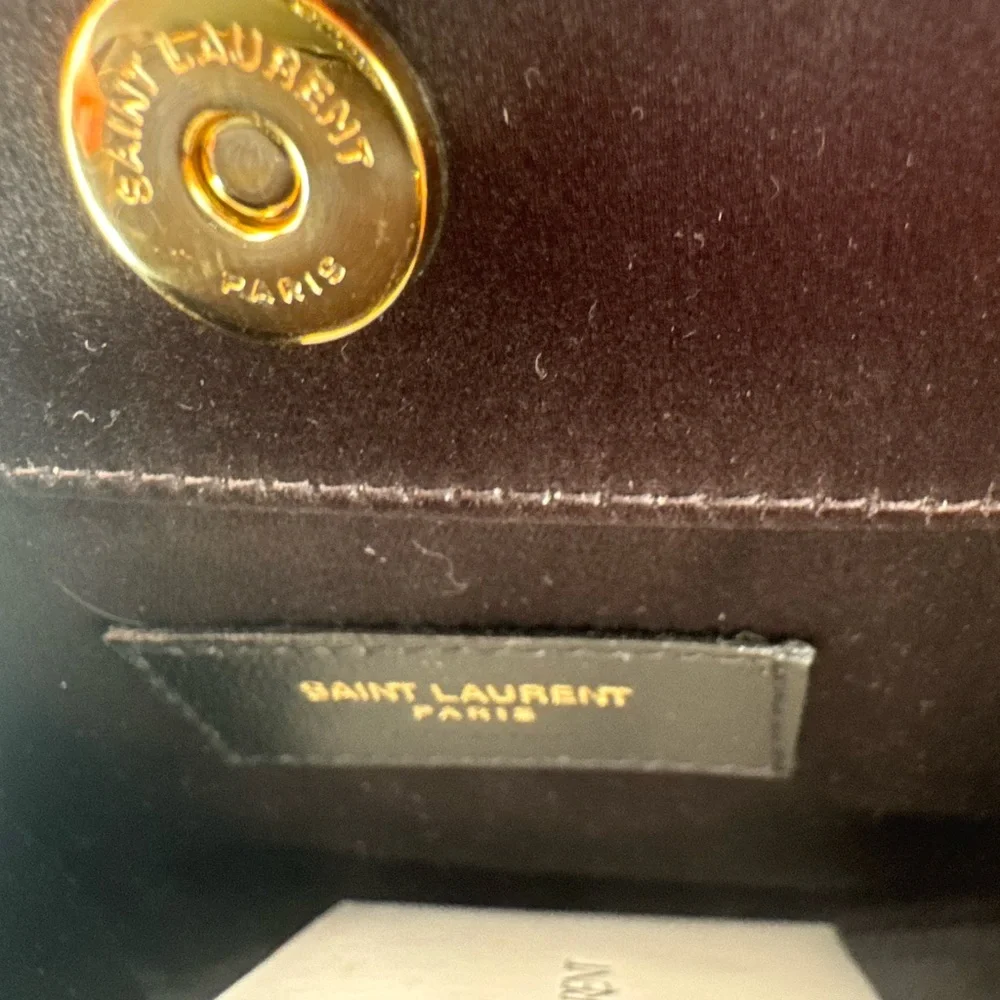 Yves Saint Laurent Black Clutch with Gold Logo and Red Details - Picture 7 of 7